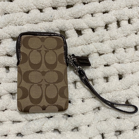 Coach Brown Signature Wristlet